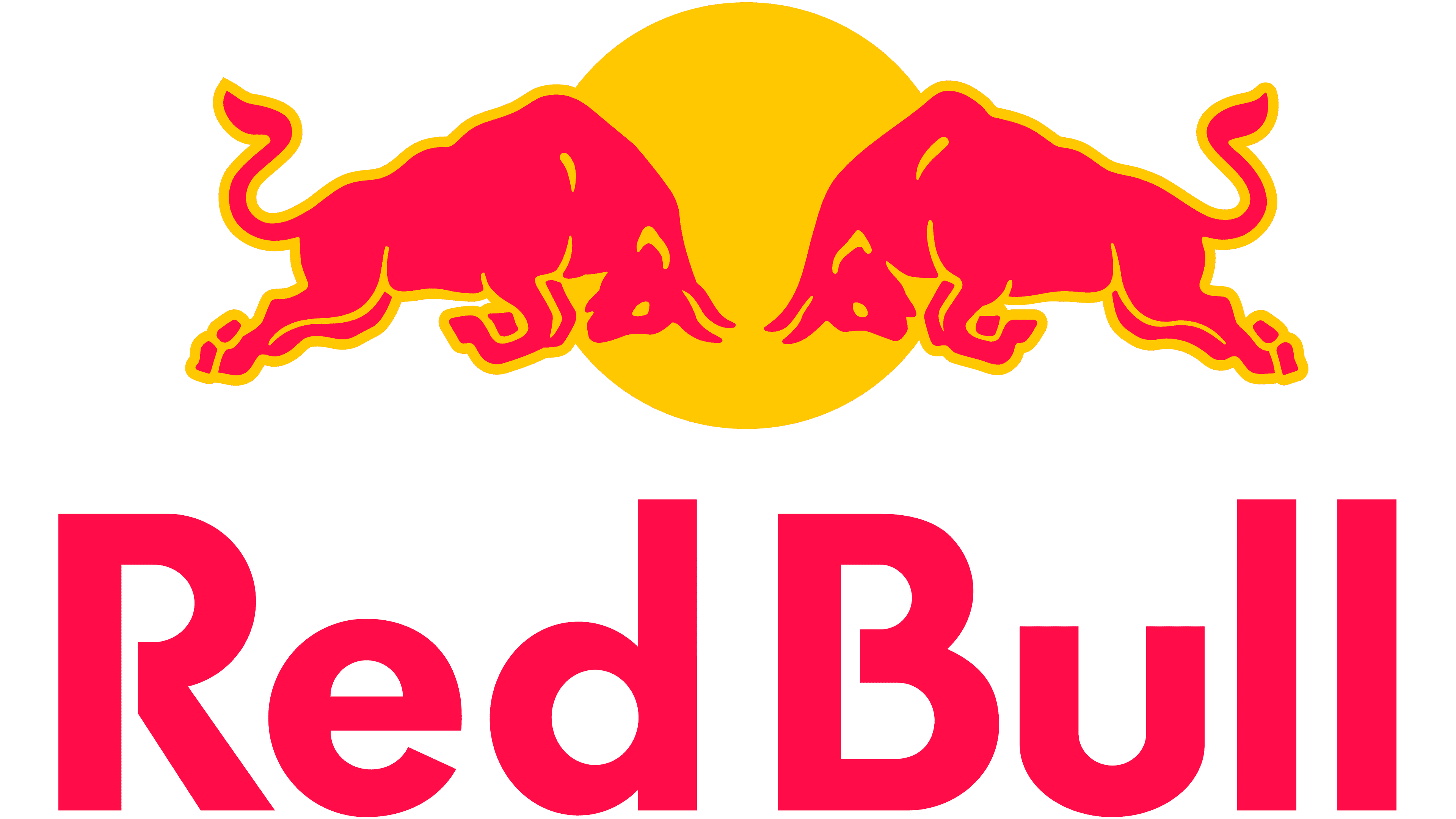 Red Bull logo with two bulls and a yellow circle on a transparent background